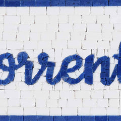 Custom Location Name Sign – Blue & White Marble Mosaic Wall Art - Mesh Backing