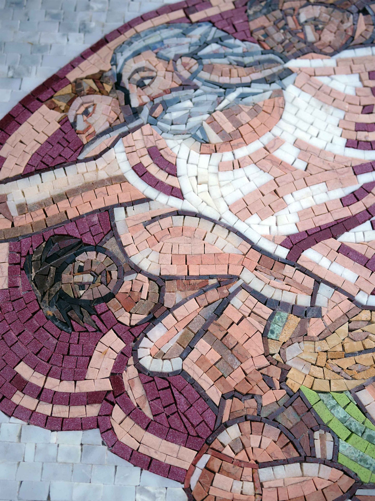 Michelangelo Creation of Adam Mosaic – Handmade Marble Wall Art Religious Artwork – Mesh Backing