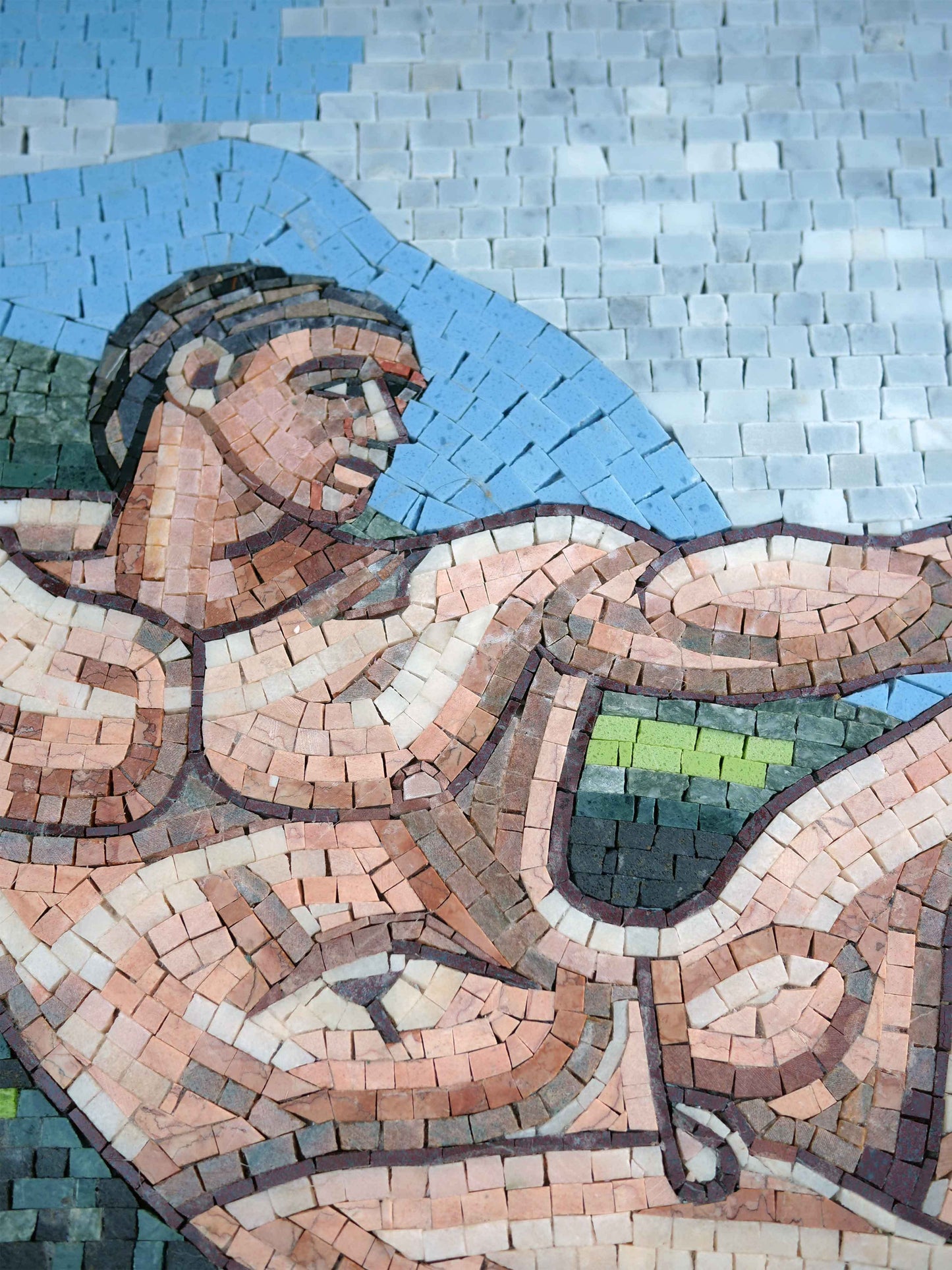 Michelangelo Creation of Adam Mosaic – Handmade Marble Wall Art Religious Artwork – Mesh Backing