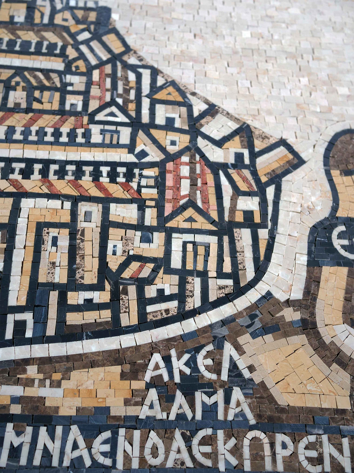 Madaba Map of Jerusalem Marble Mosaic Wall Art – Handmade Byzantine Ancient Map - Mesh Backing