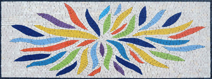 Rainbow Starburst – Modern Abstract Marble Mosaic Rug - Mesh Backing