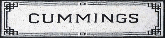 Cummings Custom Sign – Black and White Marble Mosaic Wall Art - Mesh Backing