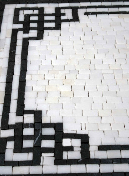 Cummings Custom Sign – Black and White Marble Mosaic Wall Art - Mesh Backing