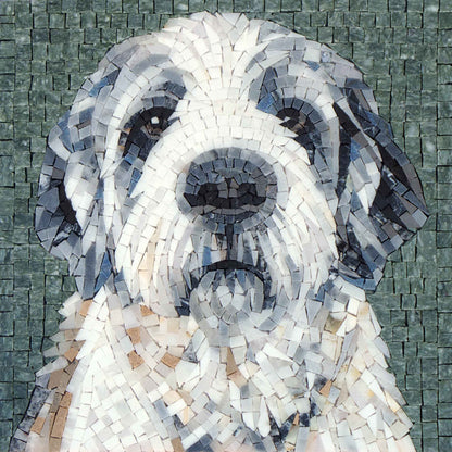 Shaggy Dog Portrait – Custom Pet Marble Mosaic Wall Art - Mesh Backing
