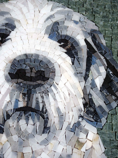 Shaggy Dog Portrait – Custom Pet Marble Mosaic Wall Art - Mesh Backing
