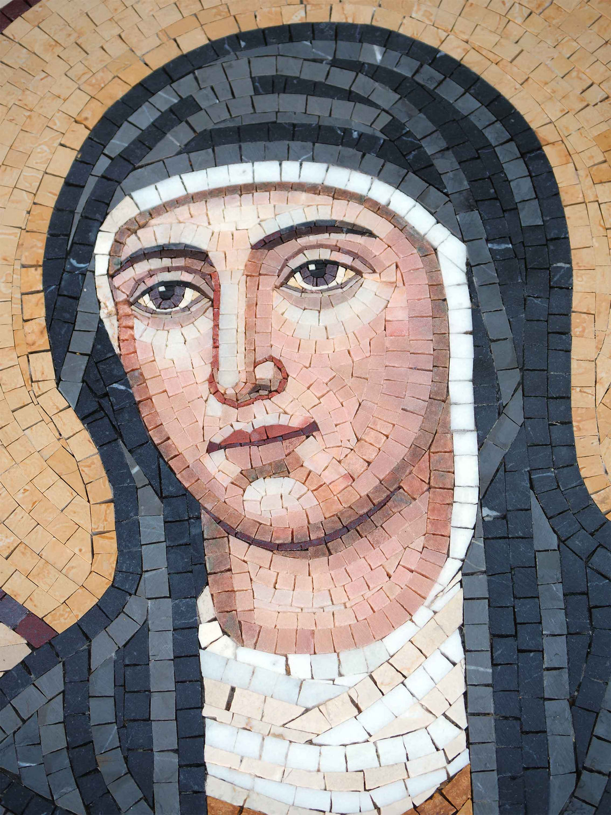 Saints Francis and Clare of Assisi – Franciscan Marble Mosaic Wall Art - Mesh Backing