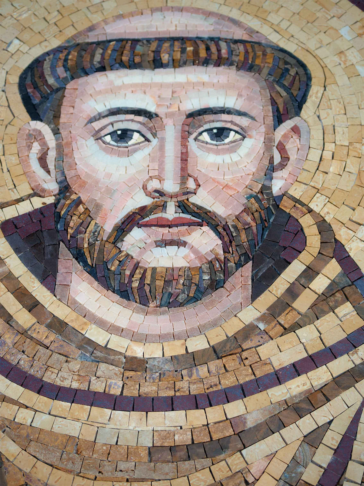 Saints Francis and Clare of Assisi – Franciscan Marble Mosaic Wall Art - Mesh Backing