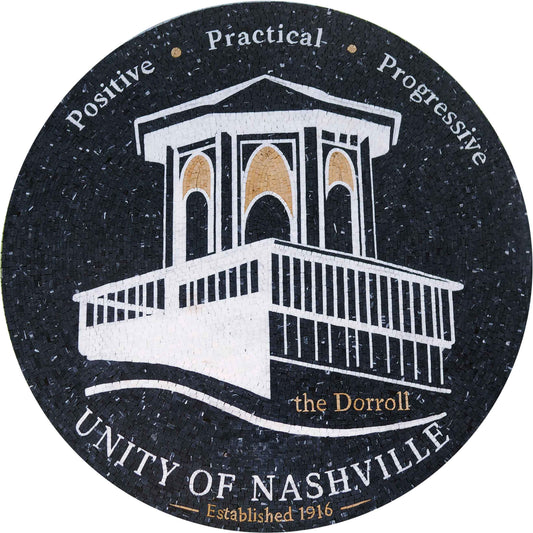 Unity of Nashville Custom Seal – Established 1916 Marble Mosaic Wall Art - Mesh Backing