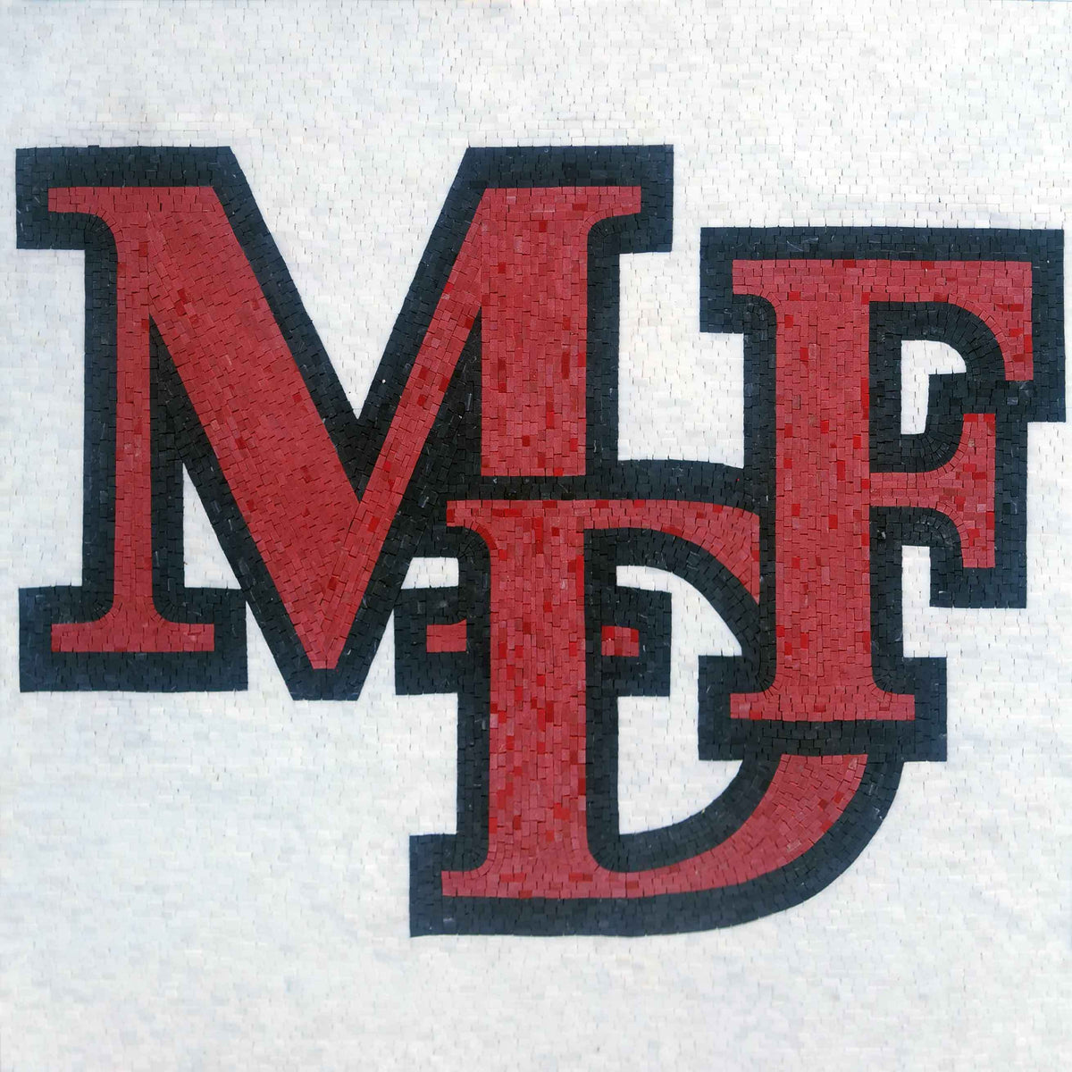 MDF Monogram Logo – Handmade Red Marble Mosaic Art - Mesh Backing
