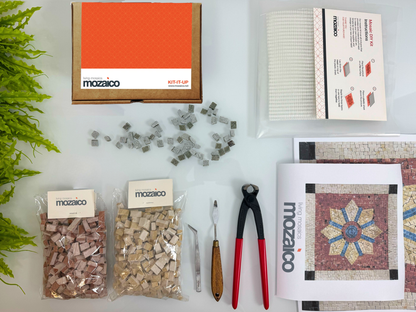 Geometric Starburst Pattern - Tree Of Life Mosaic Rosace Decorative Tile - Mesh Backing