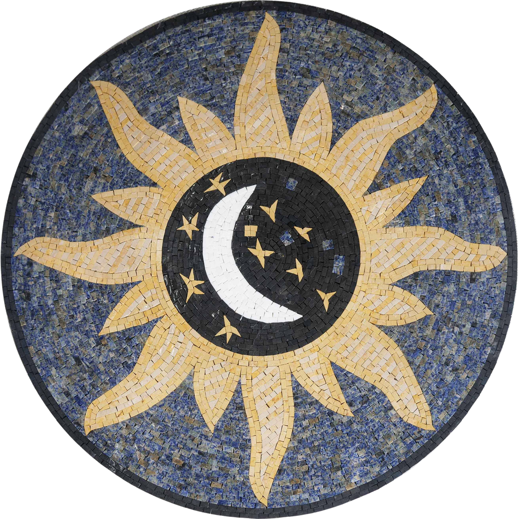 Mosaico Celestial - Lua, Sol e Estrelas
