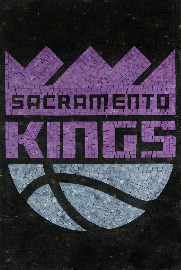 Club Logo Sacramento Kings Geometric Art - Mosaic Luxury Handcrafted Basketball - Mesh Backing