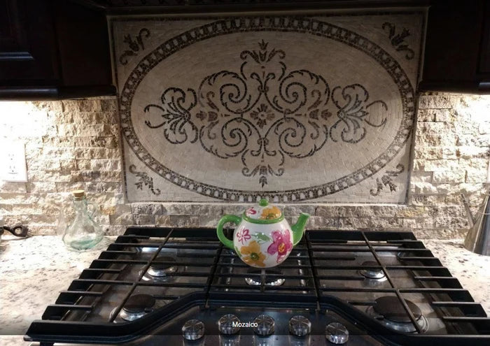 Arabesque Marble Rug - Inspired Mosaic - Mesh Backing