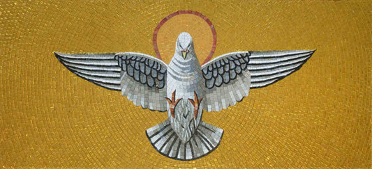 Custom AR Product - Dove With Wings Spread - Marble Sun Mosaic Artwork - Mesh Backing