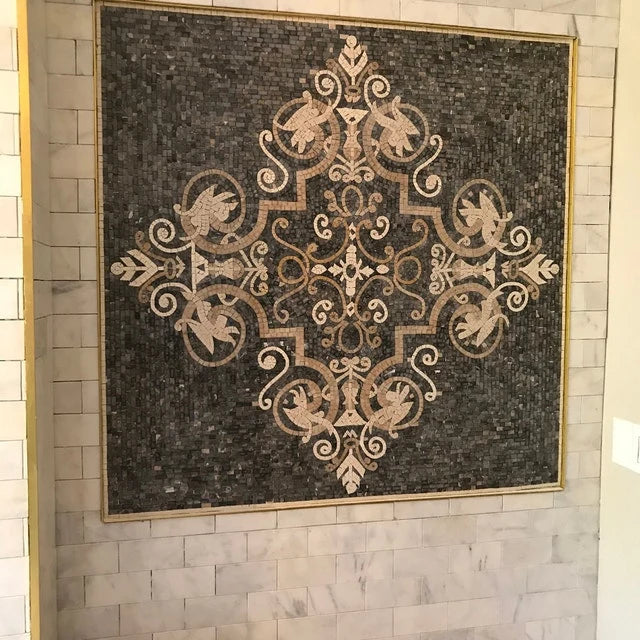 Lutfi Inspired - Marble Mosaic Arabesque Floral - Mesh Backing