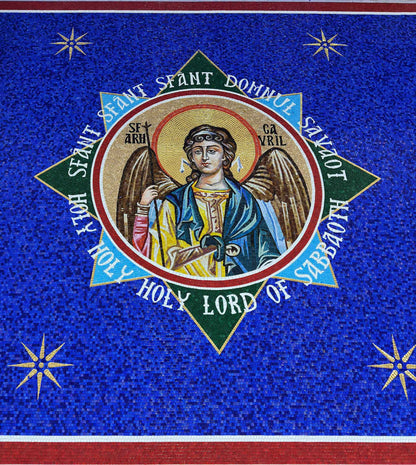 Archangels Michael & Gabriel Banner – Byzantine Orthodox Glass Mosaic Icon - Mesh Backing