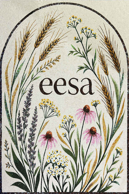 Eesa Custom Botanical Sign – Wildflower Glass Mosaic Wall Art - Mesh Backing