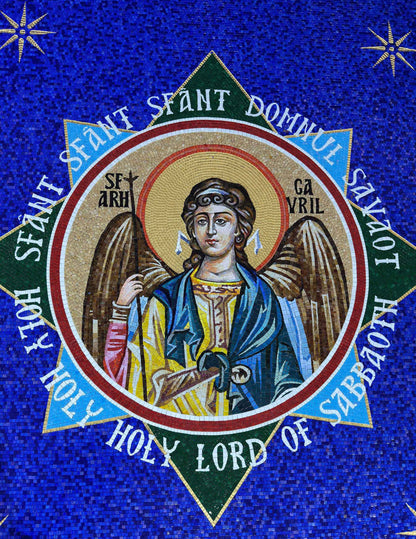 Archangels Michael & Gabriel Banner – Byzantine Orthodox Glass Mosaic Icon - Mesh Backing