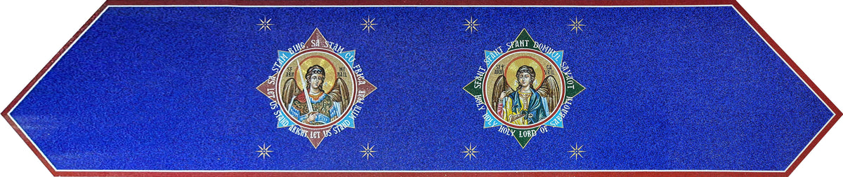 Archangels Michael & Gabriel Banner – Byzantine Orthodox Glass Mosaic Icon - Mesh Backing