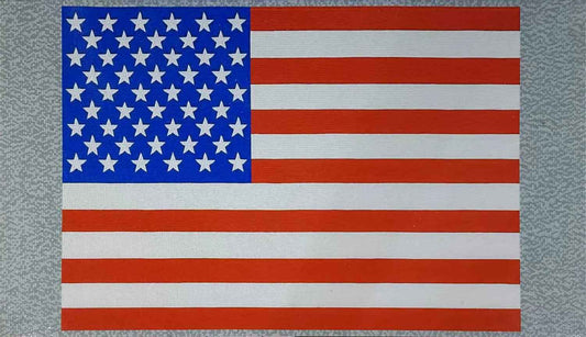 Handmade Natural Marble American Flag Mosaic Mural | Patriotic Stars and Stripes Art