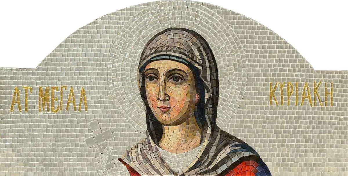 Saint Kyriaki Byzantine Icon – Gold Glass Mosaic Wall Art - Mesh Backing