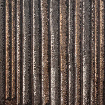 Vertical Stripes Field Tile – Earth Tone Marble Mosaic Pattern - Mesh Backing