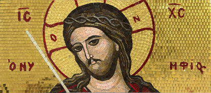 Christ Pantocrator Icon – Byzantine Gold Glass Mosaic Wall Art - Mesh Backing