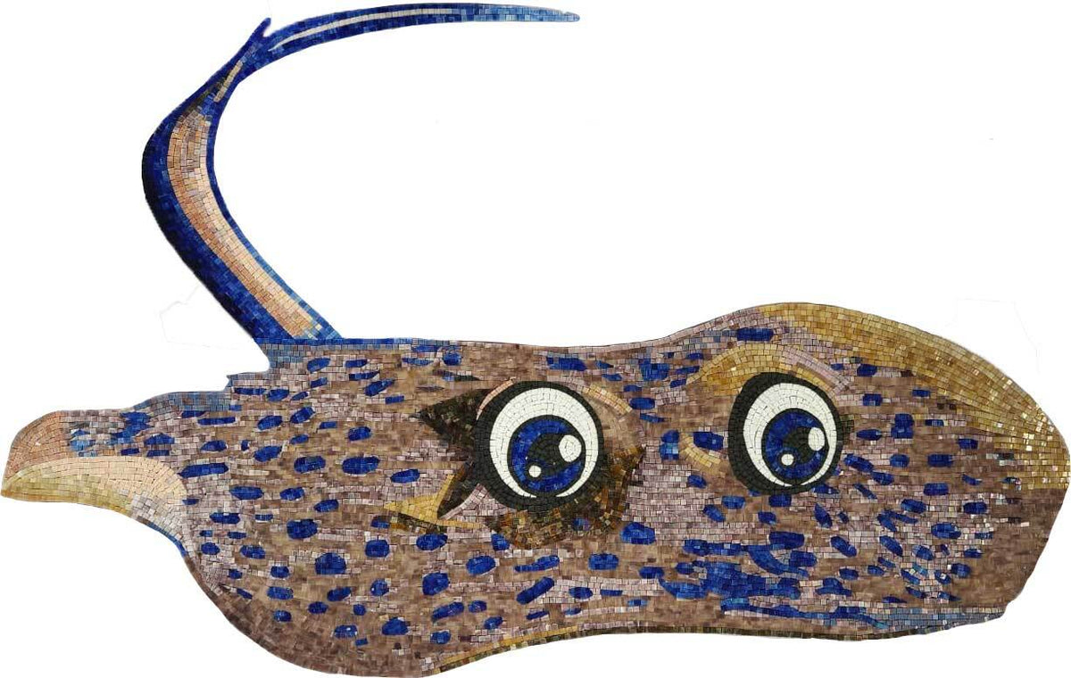 Blue-Spotted Stingray Glass Mosaic - Mesh Backing