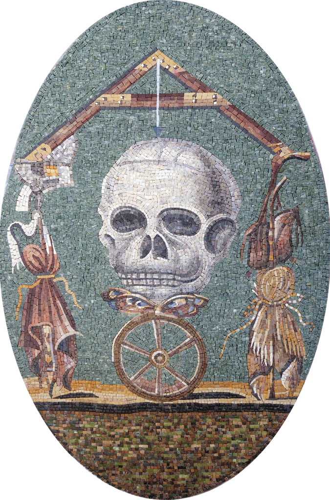 Мозаика - череп на колесе