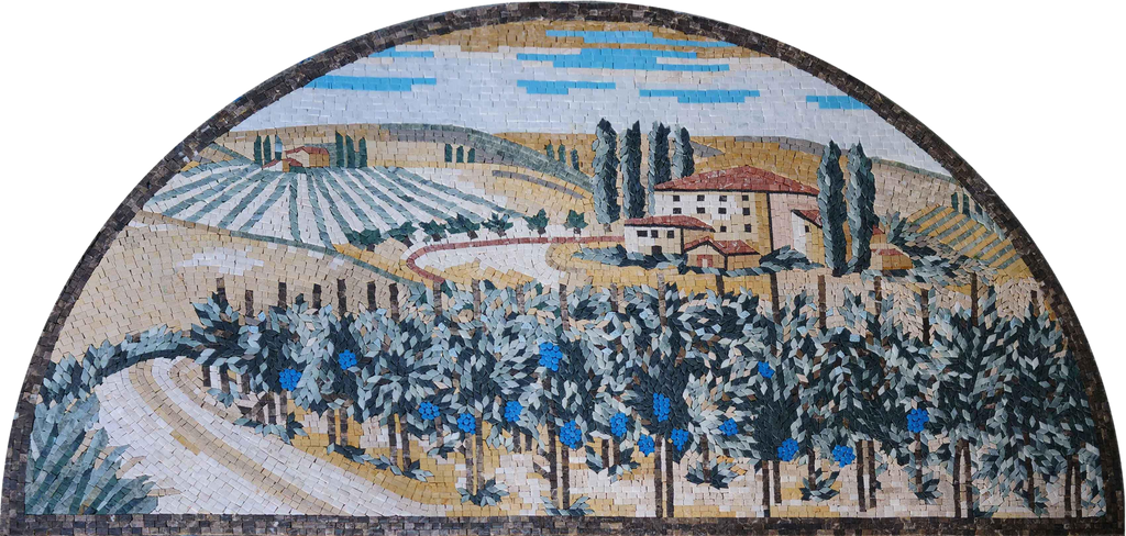 Placa para salpicaduras de mosaico - Paisaje de la Toscana