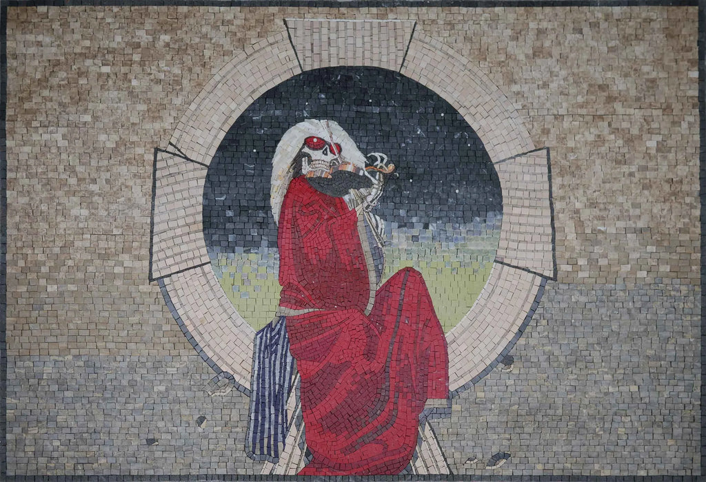 Il logo del mosaico della riproduzione del violinista