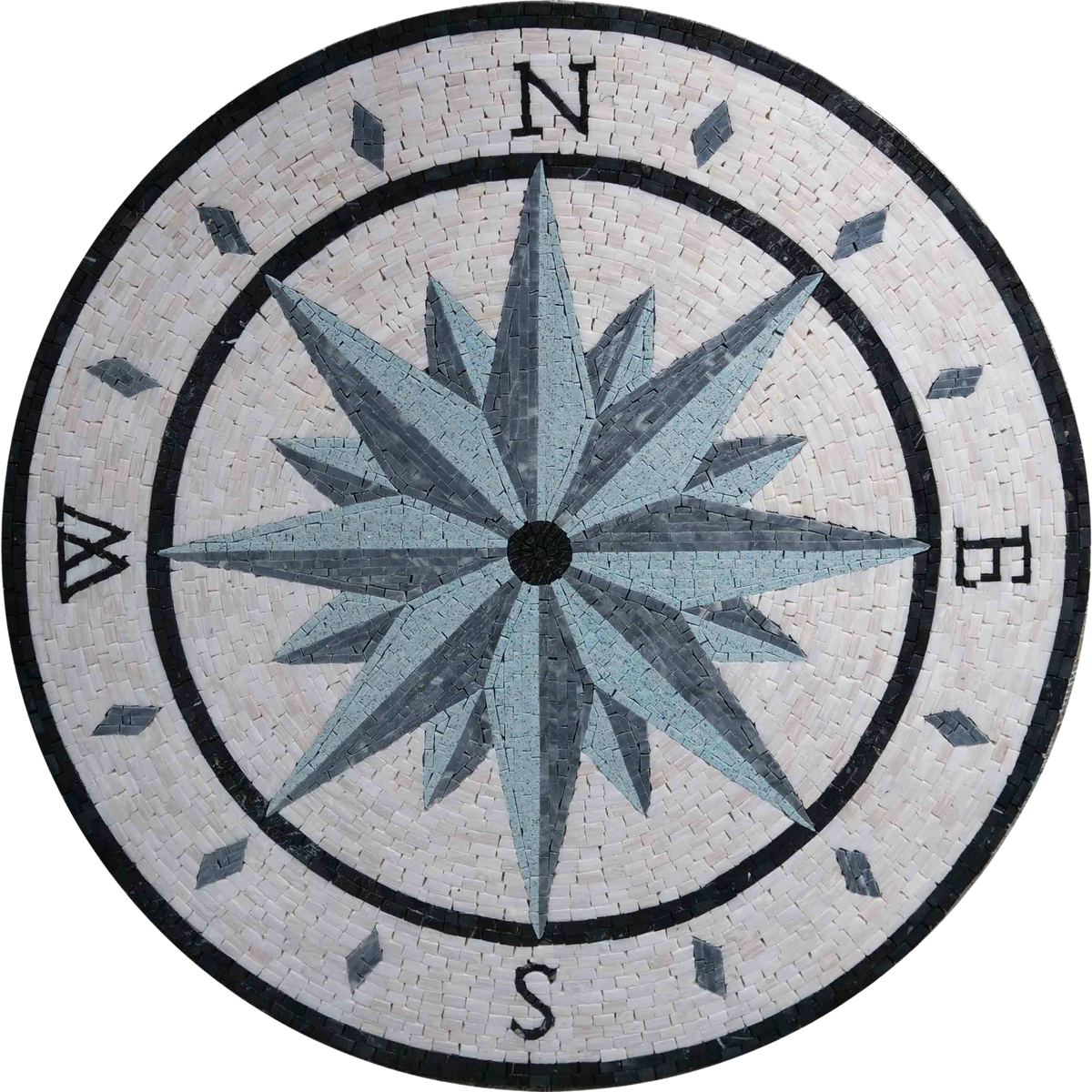 Shade Compass Mosaic Medallion Compass in Blue Shades – Mozaico