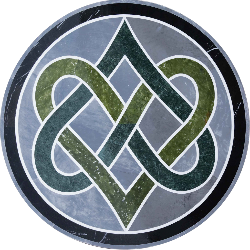 Medalhão Mosaico - Corações Verdes Colidindo