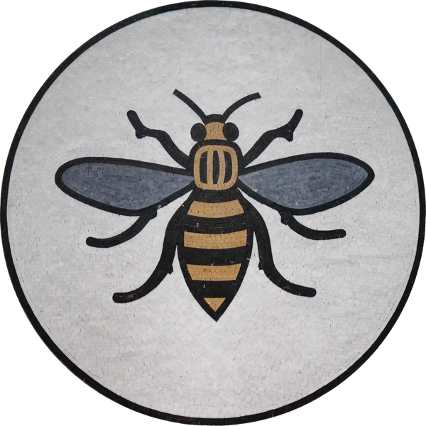 Bee Motif - Marble Kitchen Mosaic Backsplash Medallion - Mesh Backing