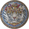Medaglione in mosaico artistico - Tigre di lusso