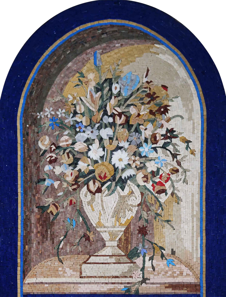 Art mural en mosaïque - Vase floral coloré