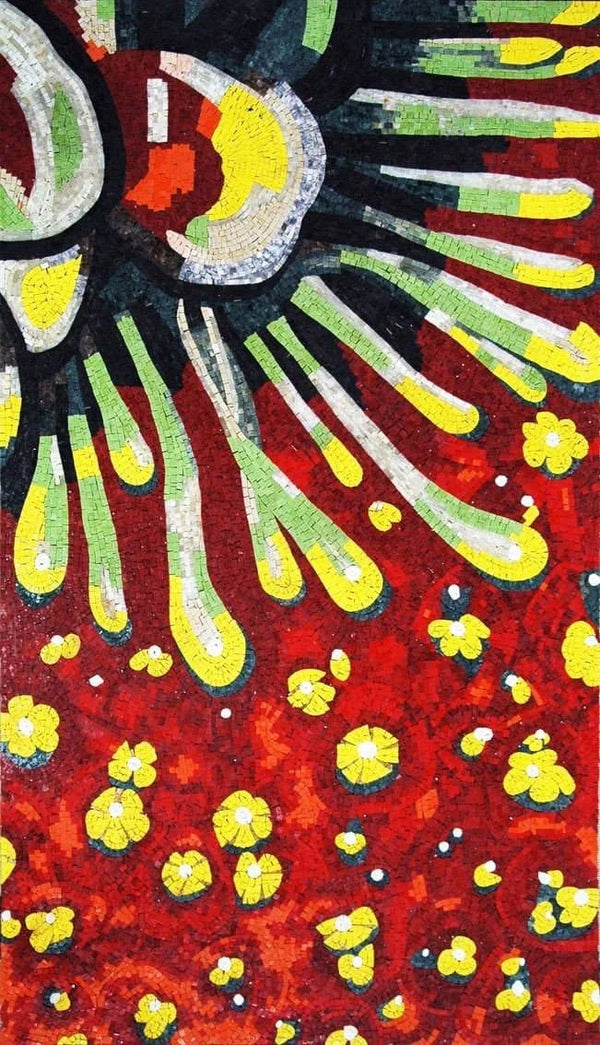 Abstract Mosaic Art - Bright Modernism Flowers - Mesh Backing