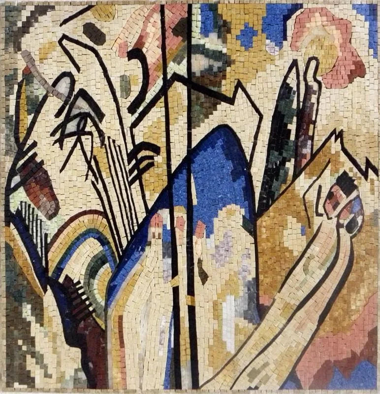 Composição IV de Wassily Kandinsky - Reprodução em Mosaico Abstrato