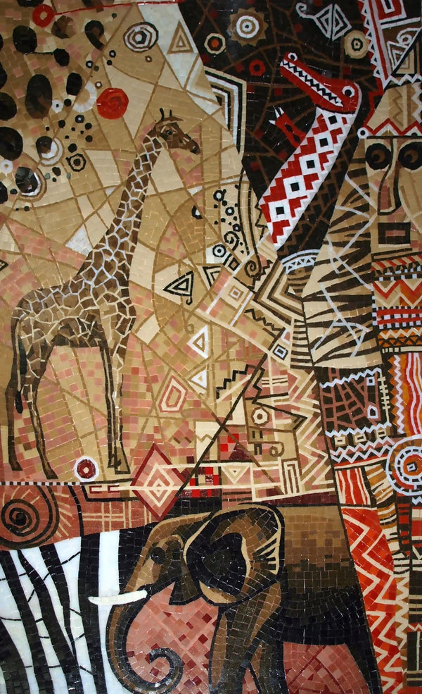 African Animals - Mosaic Wall Decor Abstract Artwork - Mesh Backing