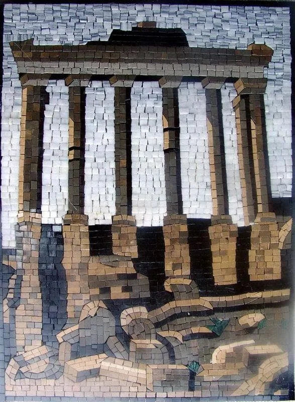 Mural de mosaico de las antiguas ruinas romanas