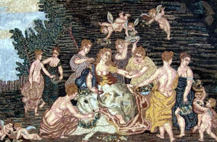Mosaico de cenas de anjos