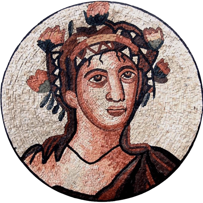 Mosaico de retrato hecho a mano de dios griego