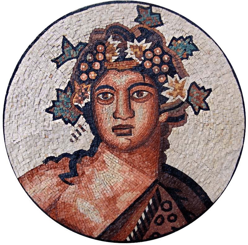 Retrato em mosaico do deus grego