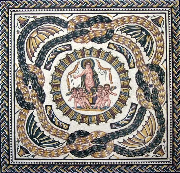 Портрет греческого бога - мозаичный акцент