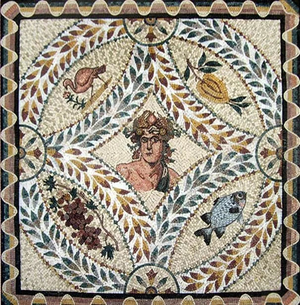 Mosaico de dios de la mitología griega