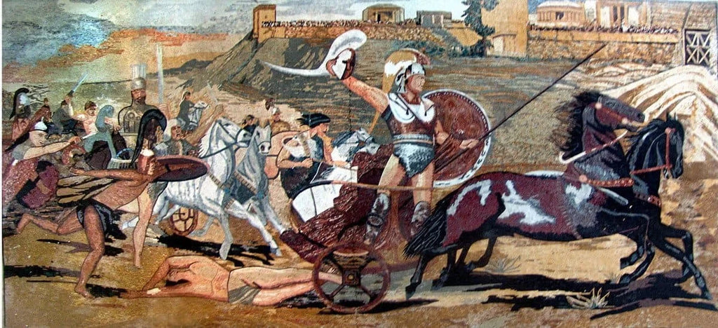 Reprodução grega do mosaico da Guerra de Tróia