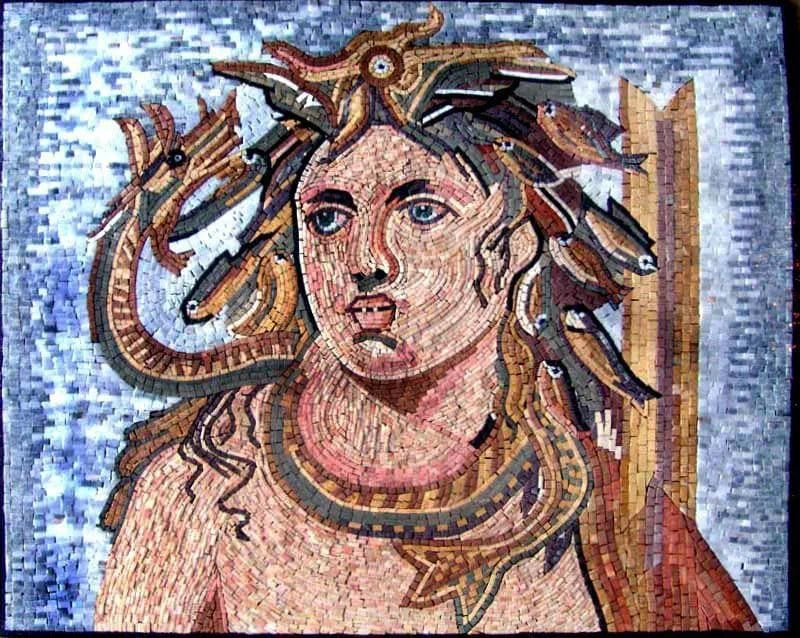 Mosaico griego del dios del mar