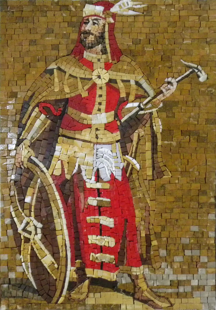Mosaico feito à mão o guerreiro romano
