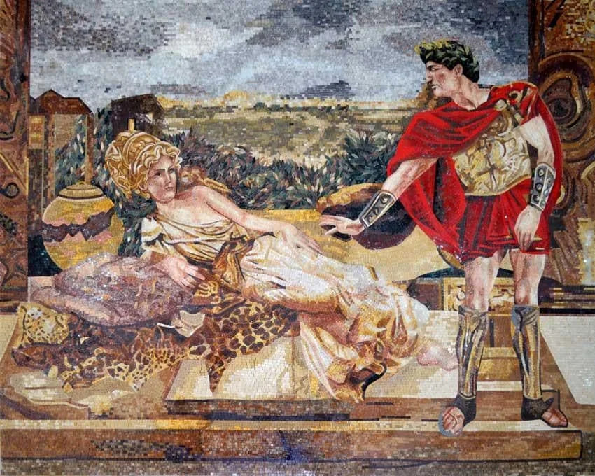 Helena de Tróia Mosaico de Mármore Figurativo