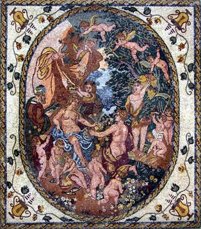 Hendrick van Balen Baco y Diana - Reproducción en mosaico